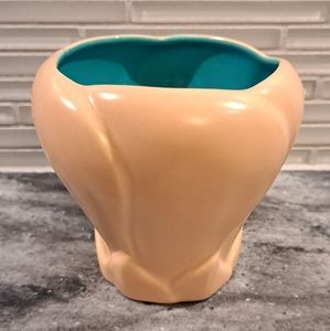 Vtg Catalina Pottery Petal Vase. Made in USA.  Pink/Turquoise C-331